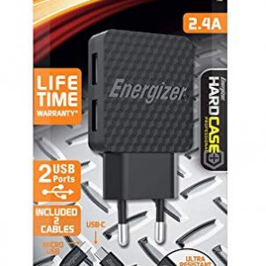 Sạc Energizer 2.4A 2USB kèm cáp Micro USB và USB-C2.0-AC2BEULCMM - Hình ảnh 3